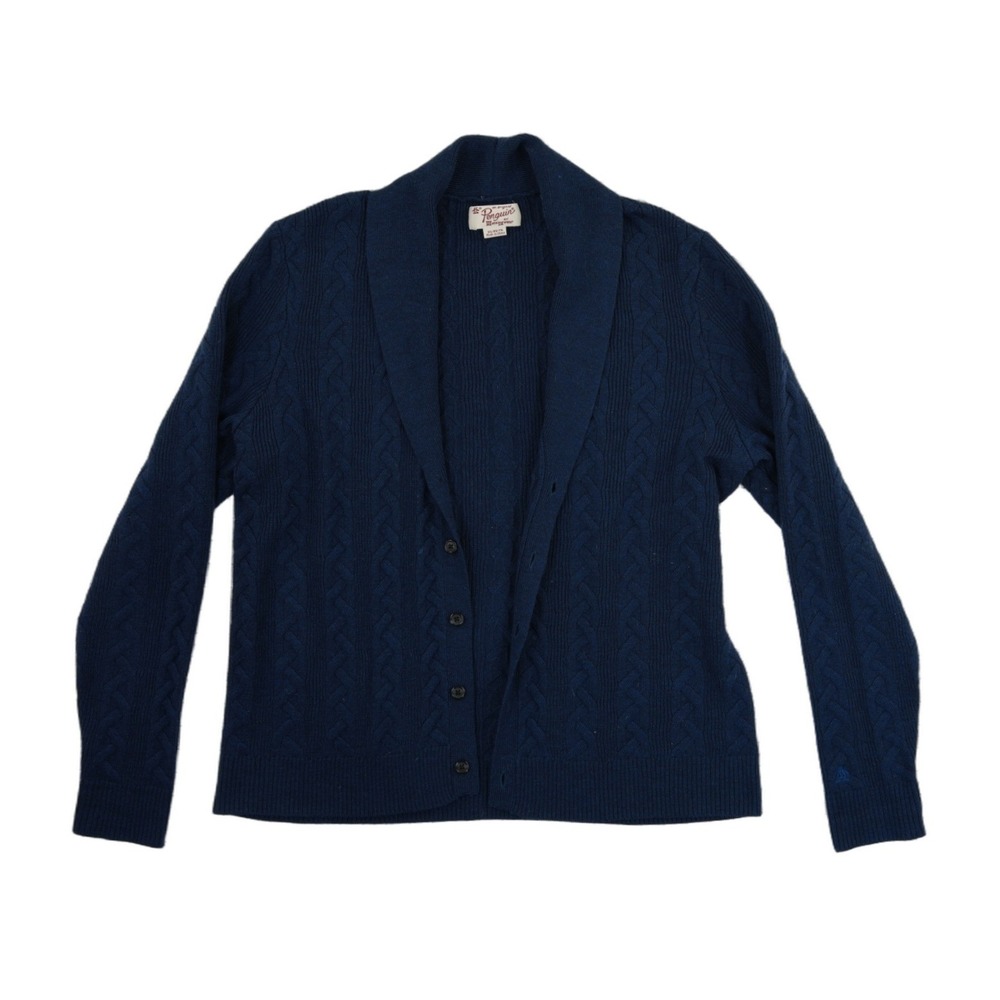 Penguin Munsingwear Sweater Men's Size XL Navy Cable Knit Shawl Collar Cardigan